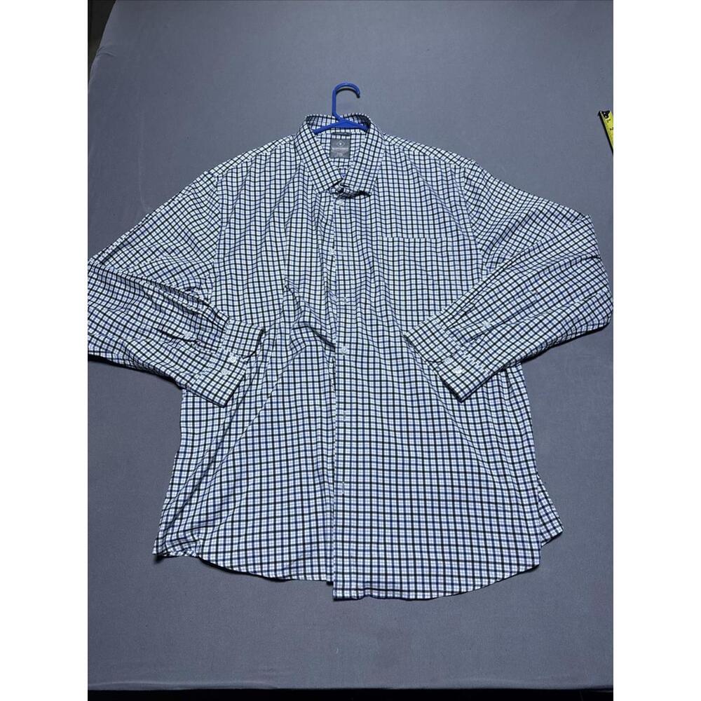Bluffworks Meridian Shirt Mens XXL Blue Plaid Performance Dress Button Up